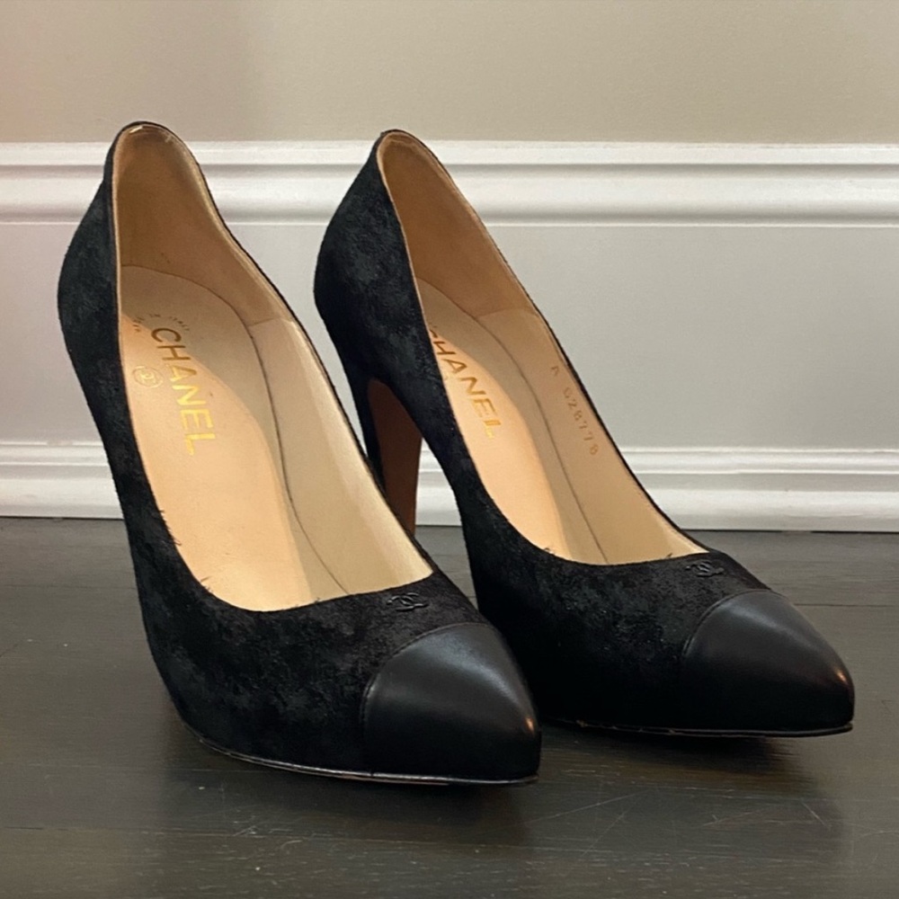 Chanel Shimmer Suede Classic Cap-Toe Pumps